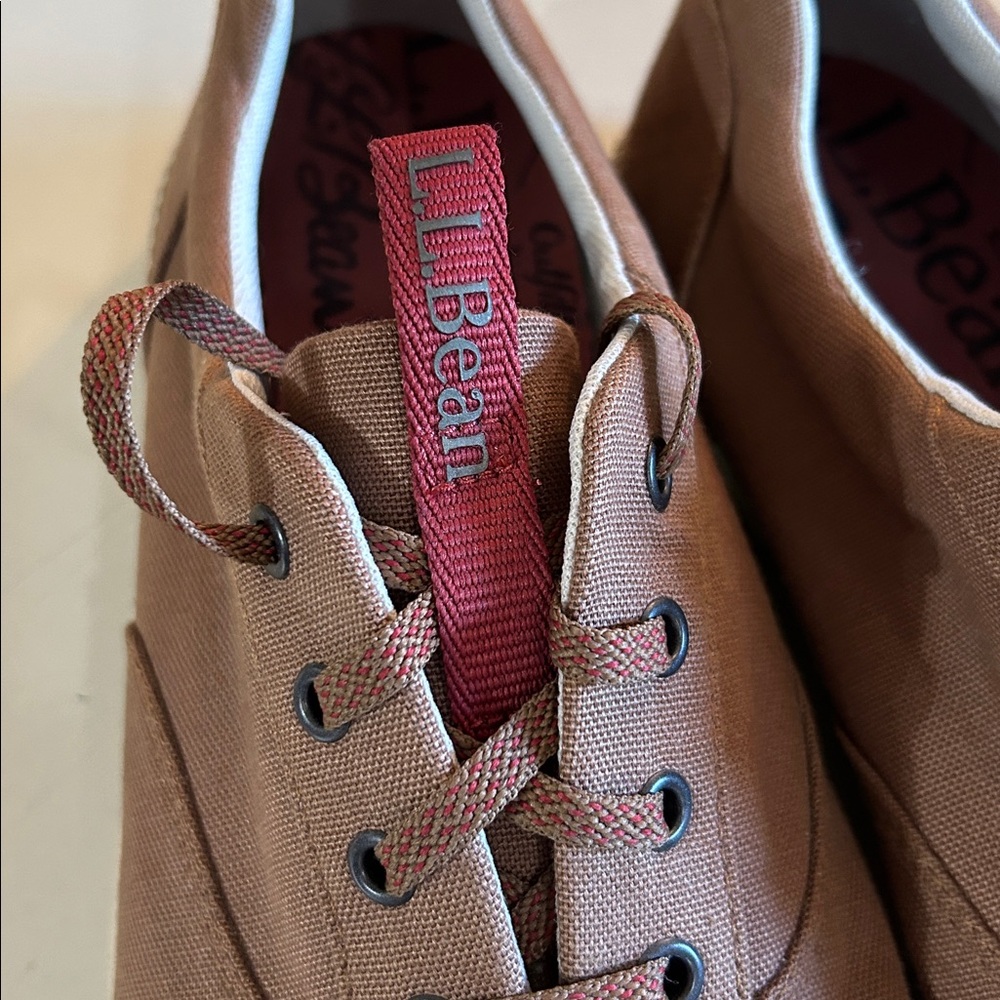 L.L. Bean Tan Canvas Lace-Up Shoes sneakers